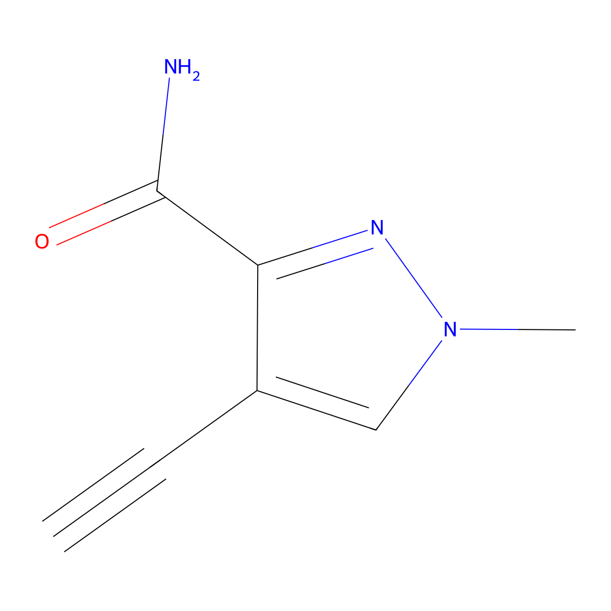 4-ethynyl-1-methyl-1H-pyrazole-3-carboxamide molecular structure, CAS 2408974-77-4