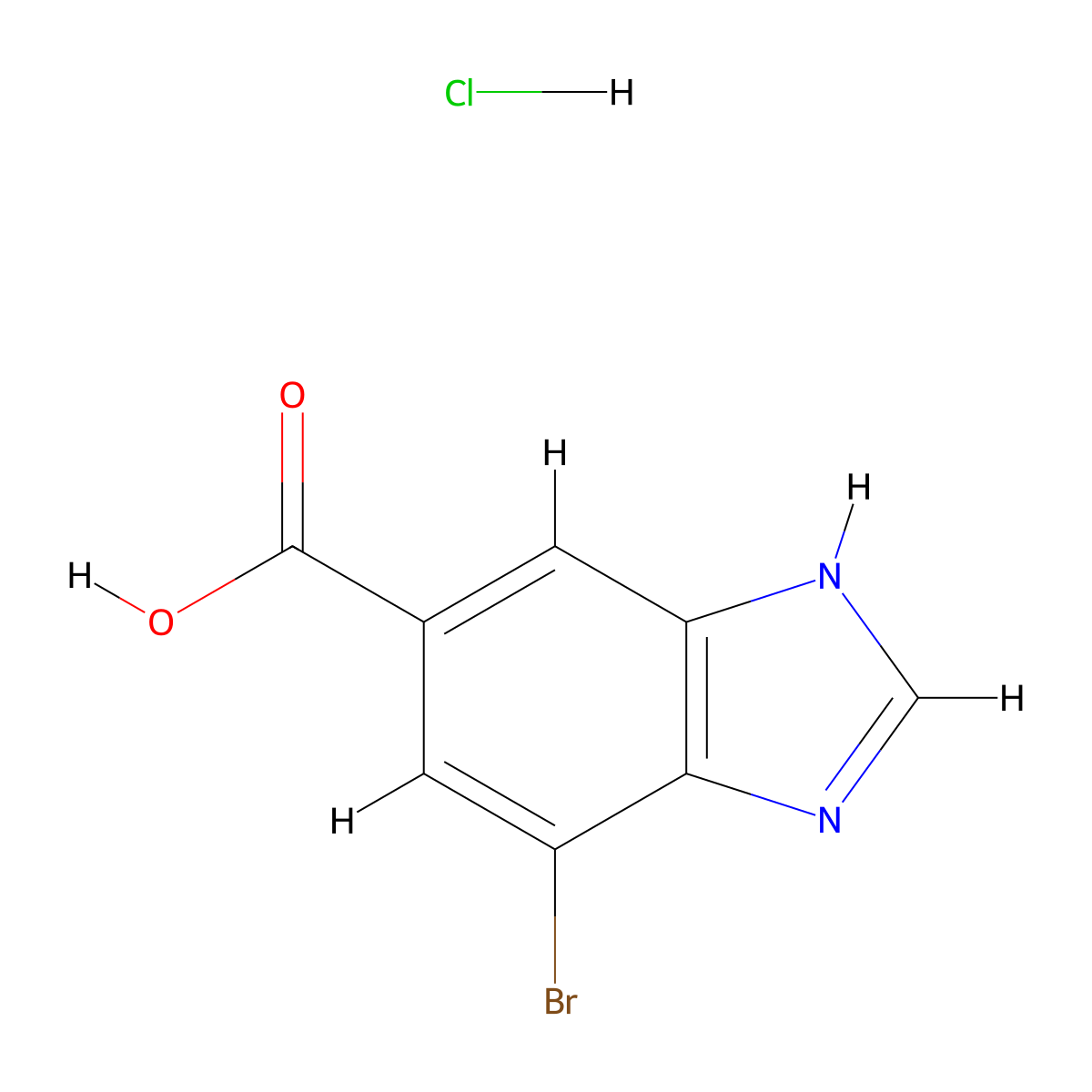 7-bromo-1H-1,3-benzodiazole-5-carboxylic acid hydrochloride molecular structure, CAS 2408974-81-0