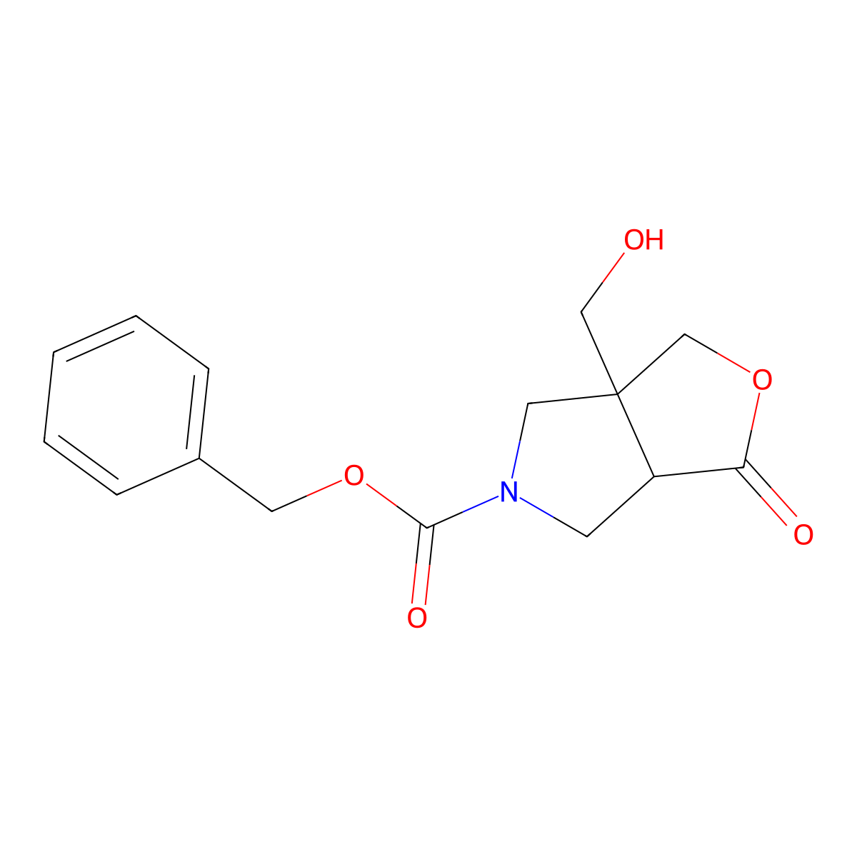 benzyl 3a-(hydroxymethyl)-1-oxo-hexahydro-1H-furo[3,4-c]pyrrole-5-carboxylate molecular structure, CAS 2408974-82-1
