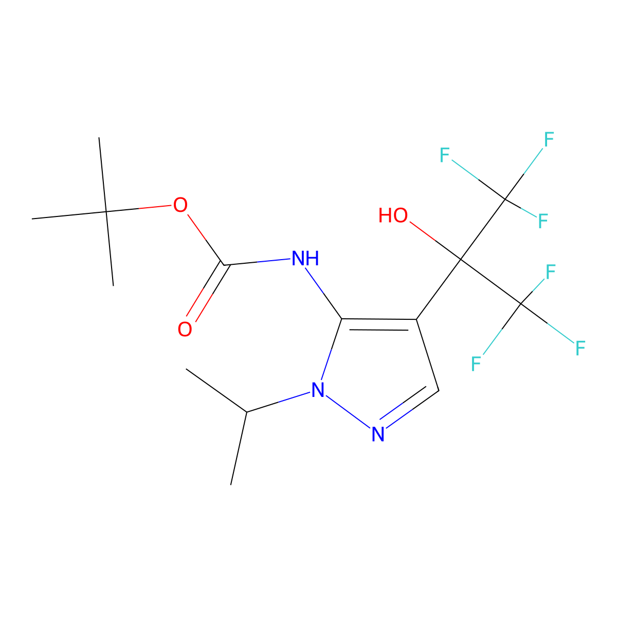 tert-butyl N-[4-(1,1,1,3,3,3-hexafluoro-2-hydroxypropan-2-yl)-1-(propan-2-yl)-1H-pyrazol-5-yl]carbamate molecular structure, CAS 2408974-84-3