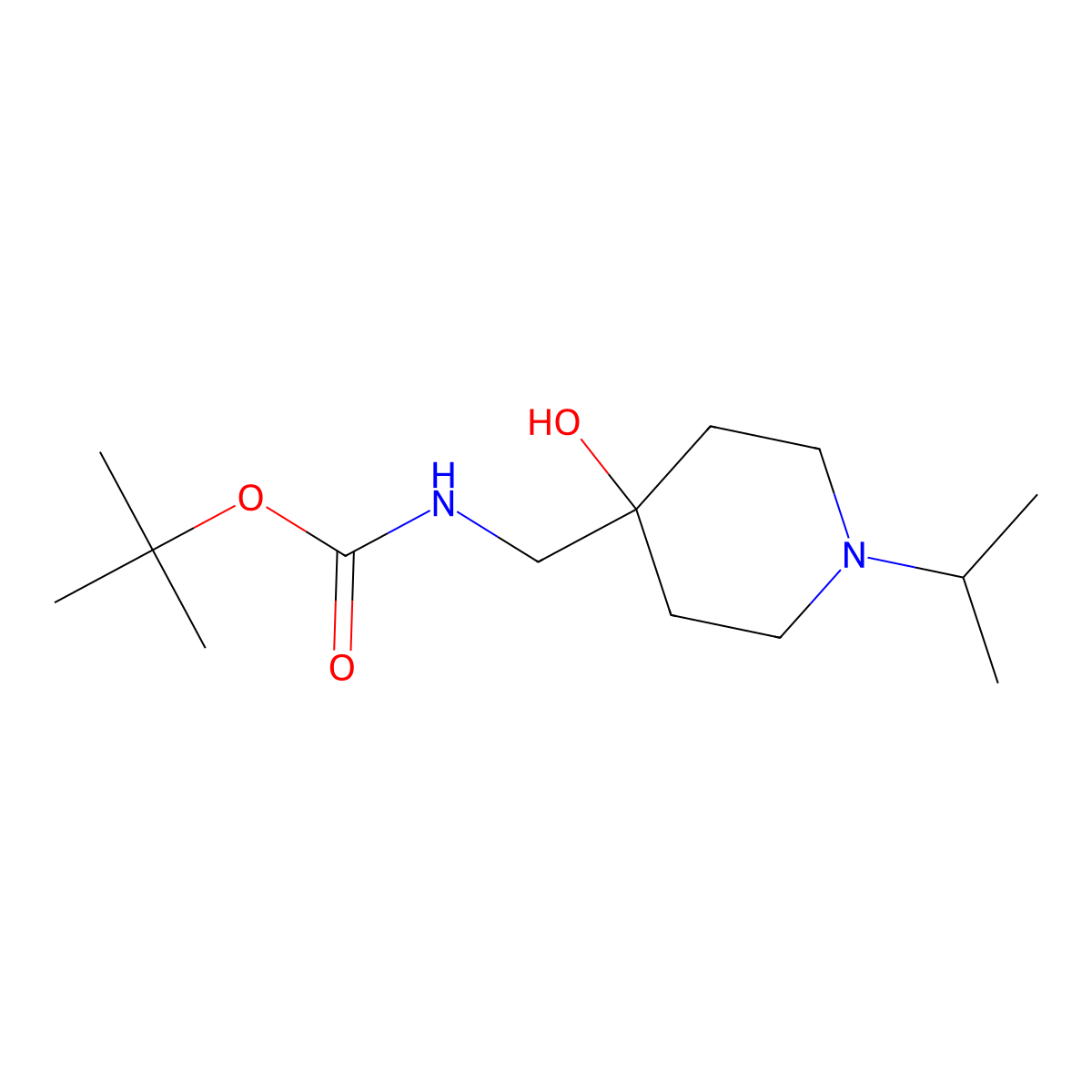 tert-butyl N-{[4-hydroxy-1-(propan-2-yl)piperidin-4-yl]methyl}carbamate molecular structure, CAS 2408974-89-8