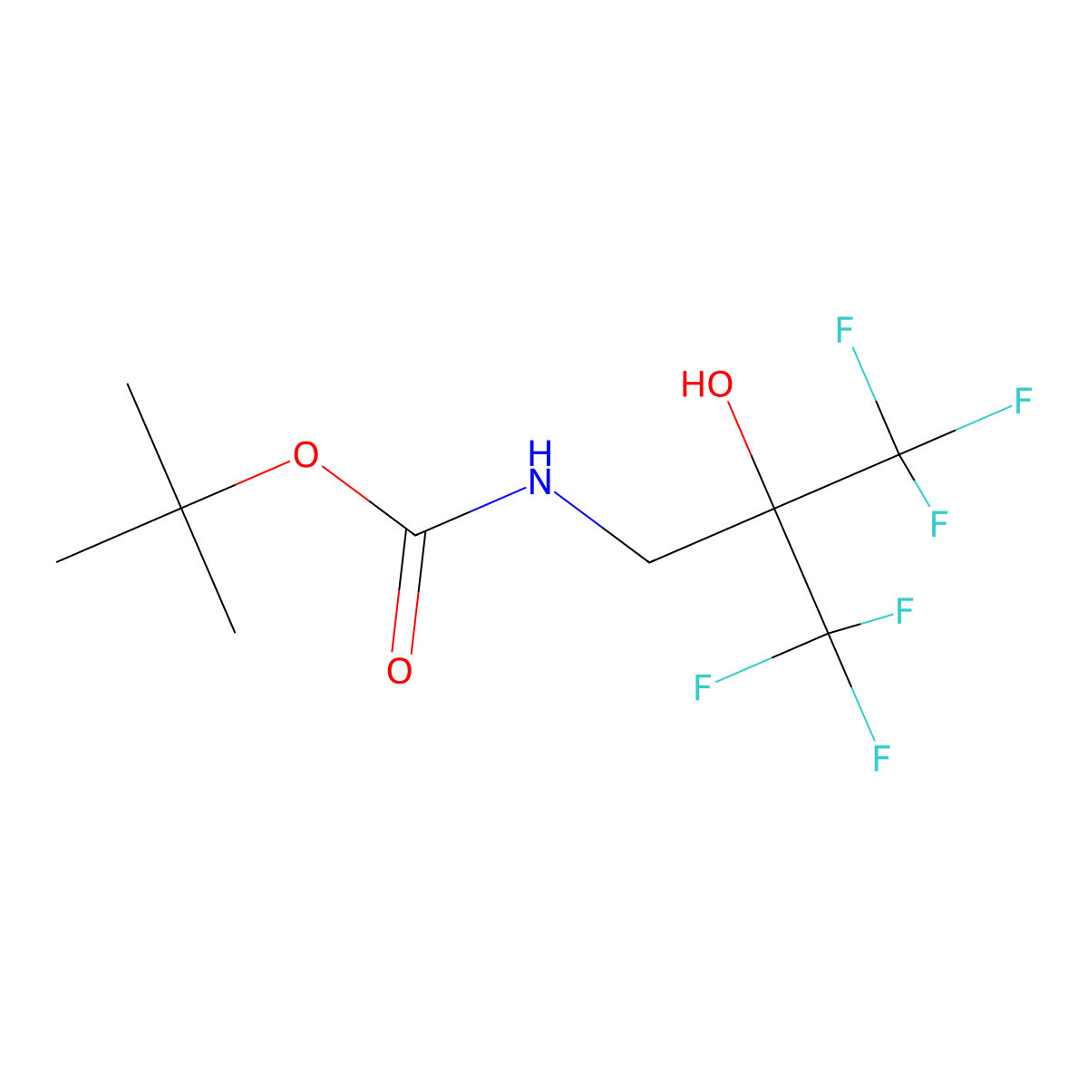 tert-butyl N-[3,3,3-trifluoro-2-hydroxy-2-(trifluoromethyl)propyl]carbamate molecular structure, CAS 2408974-90-1