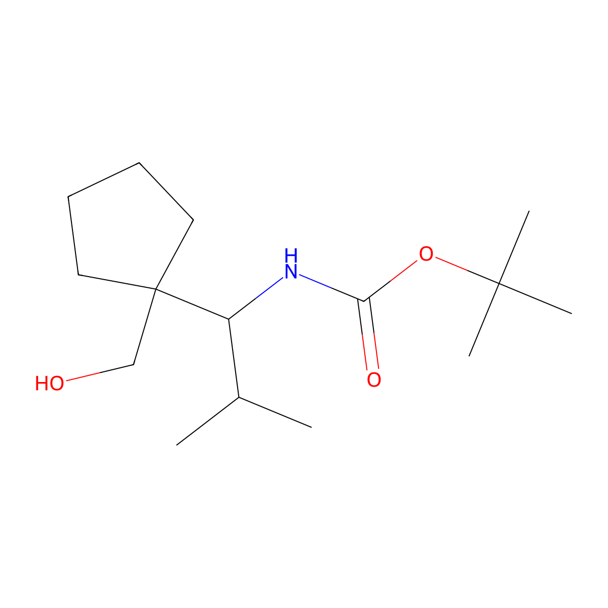 tert-butyl N-{1-[1-(hydroxymethyl)cyclopentyl]-2-methylpropyl}carbamate molecular structure, CAS 2408974-94-5