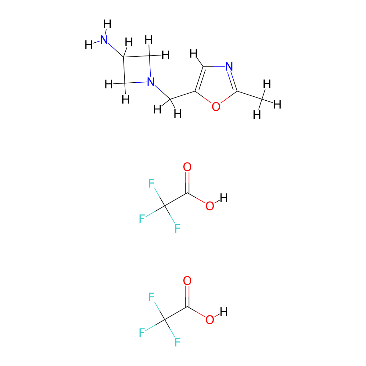 1-[(2-Methyl-1,3-oxazol-5-yl)methyl]azetidin-3-amine,bis(trifluoroaceticacid) molecular structure, CAS 2408974-95-6
