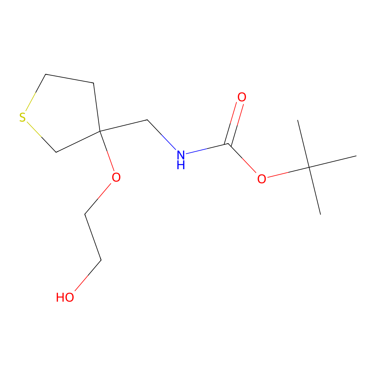 tert-butyl N-{[3-(2-hydroxyethoxy)thiolan-3-yl]methyl}carbamate molecular structure, CAS 2408974-96-7