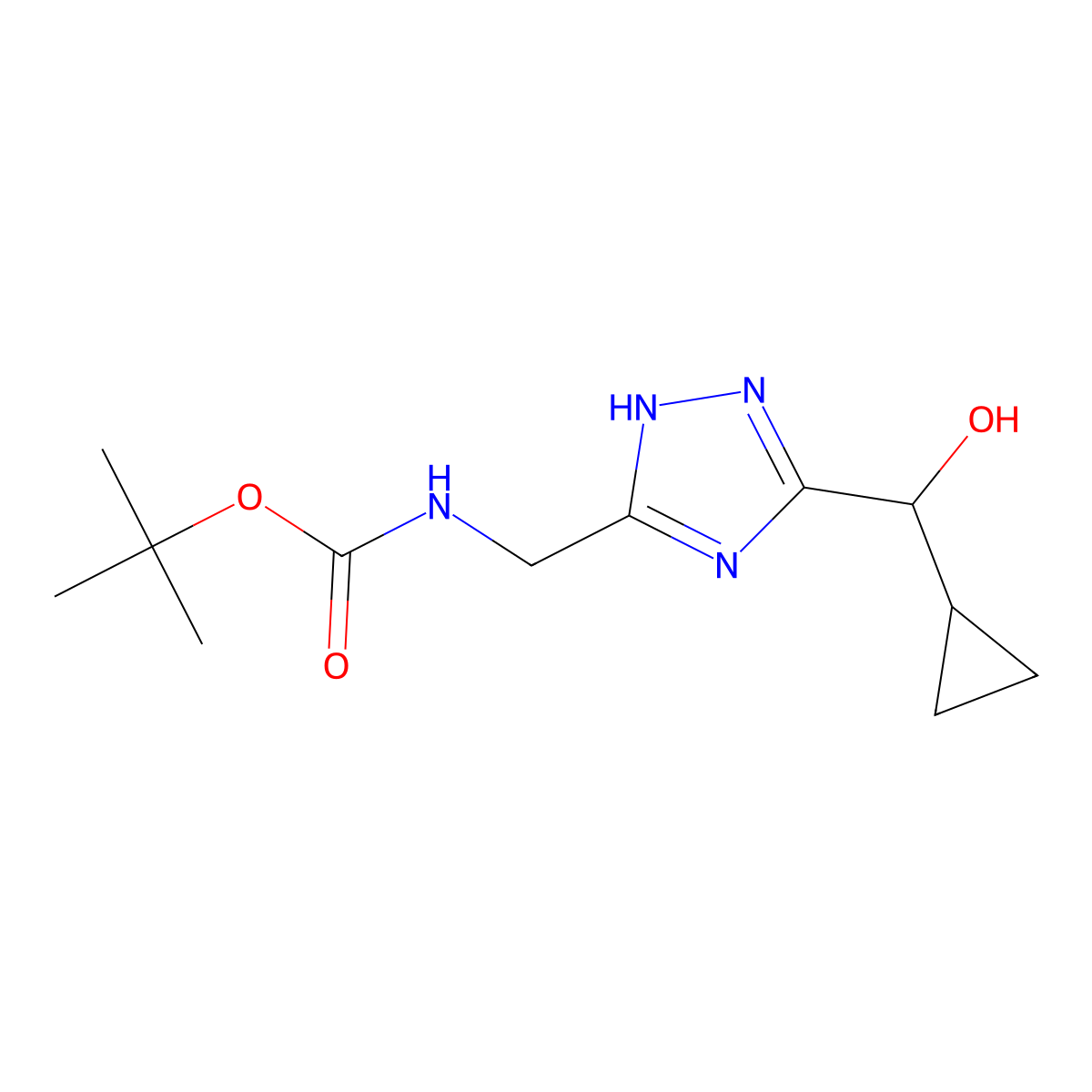 tert-butyl N-({3-[cyclopropyl(hydroxy)methyl]-1H-1,2,4-triazol-5-yl}methyl)carbamate molecular structure, CAS 2408974-97-8