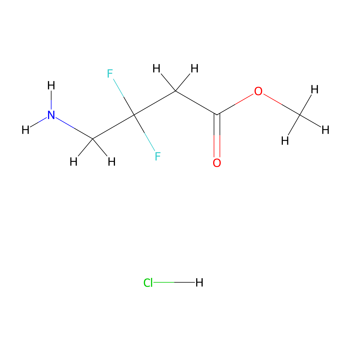 Methyl 4-amino-3,3-difluorobutanoate hydrochloride molecular structure, CAS 2408974-98-9