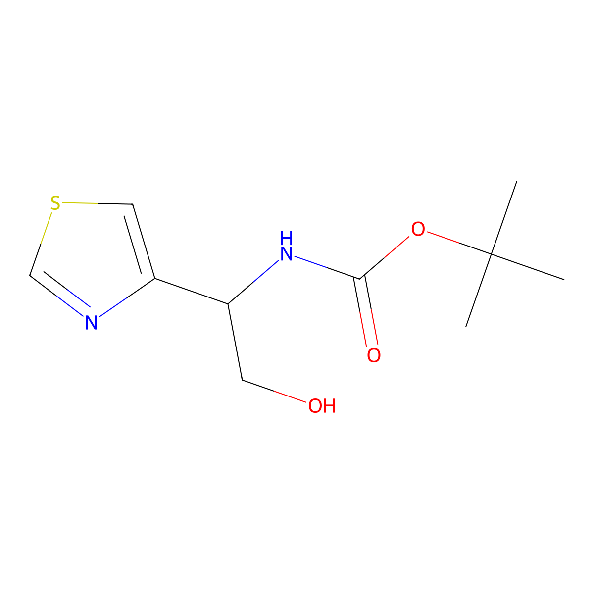 tert-butyl N-[2-hydroxy-1-(1,3-thiazol-4-yl)ethyl]carbamate molecular structure, CAS 2408975-02-8