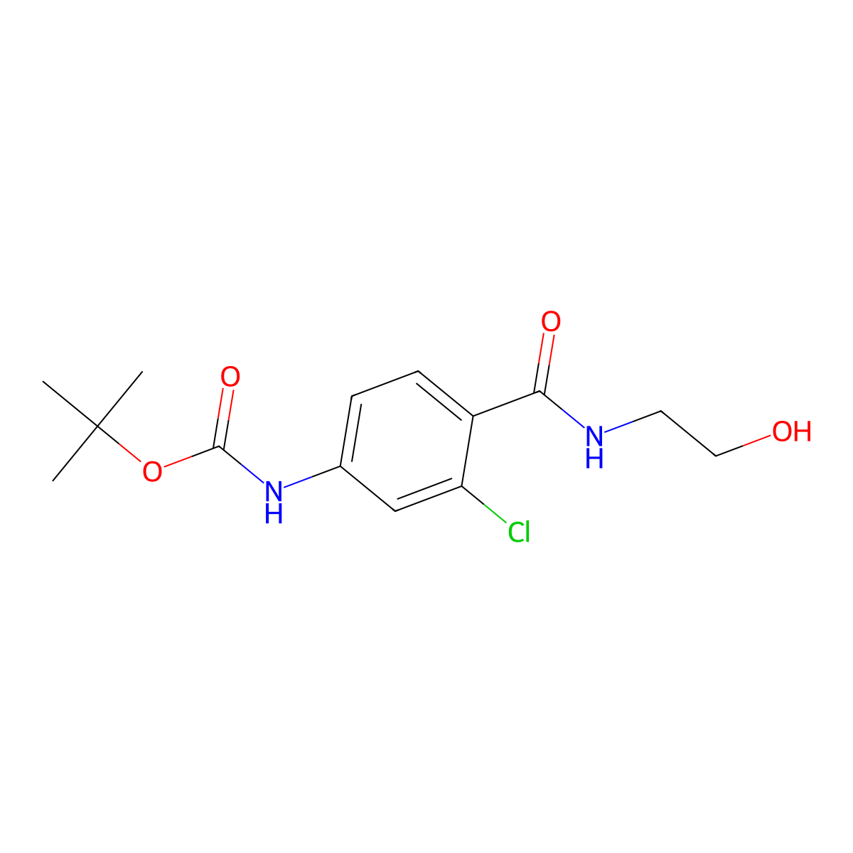 tert-butyl N-{3-chloro-4-[(2-hydroxyethyl)carbamoyl]phenyl}carbamate molecular structure, CAS 2408975-03-9