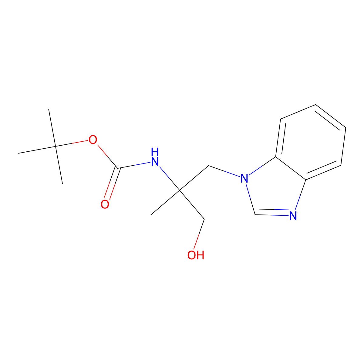 tert-butyl N-{2-[(1H-1,3-benzodiazol-1-yl)methyl]-1-hydroxypropan-2-yl}carbamate molecular structure, CAS 2408975-08-4
