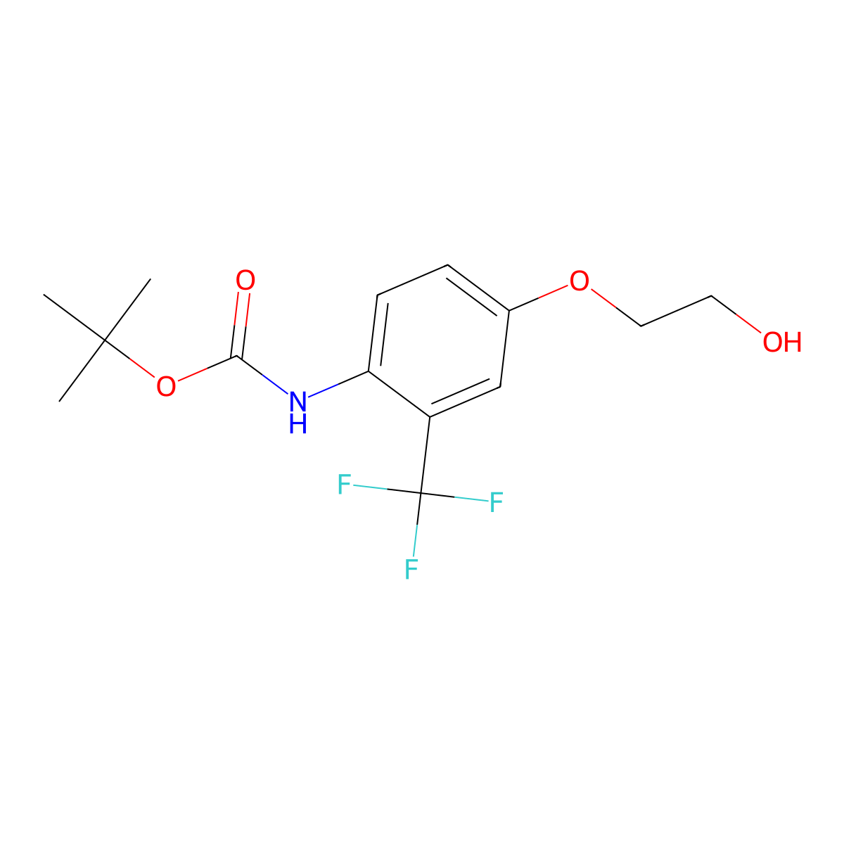tert-butyl N-[4-(2-hydroxyethoxy)-2-(trifluoromethyl)phenyl]carbamate molecular structure, CAS 2408975-09-5