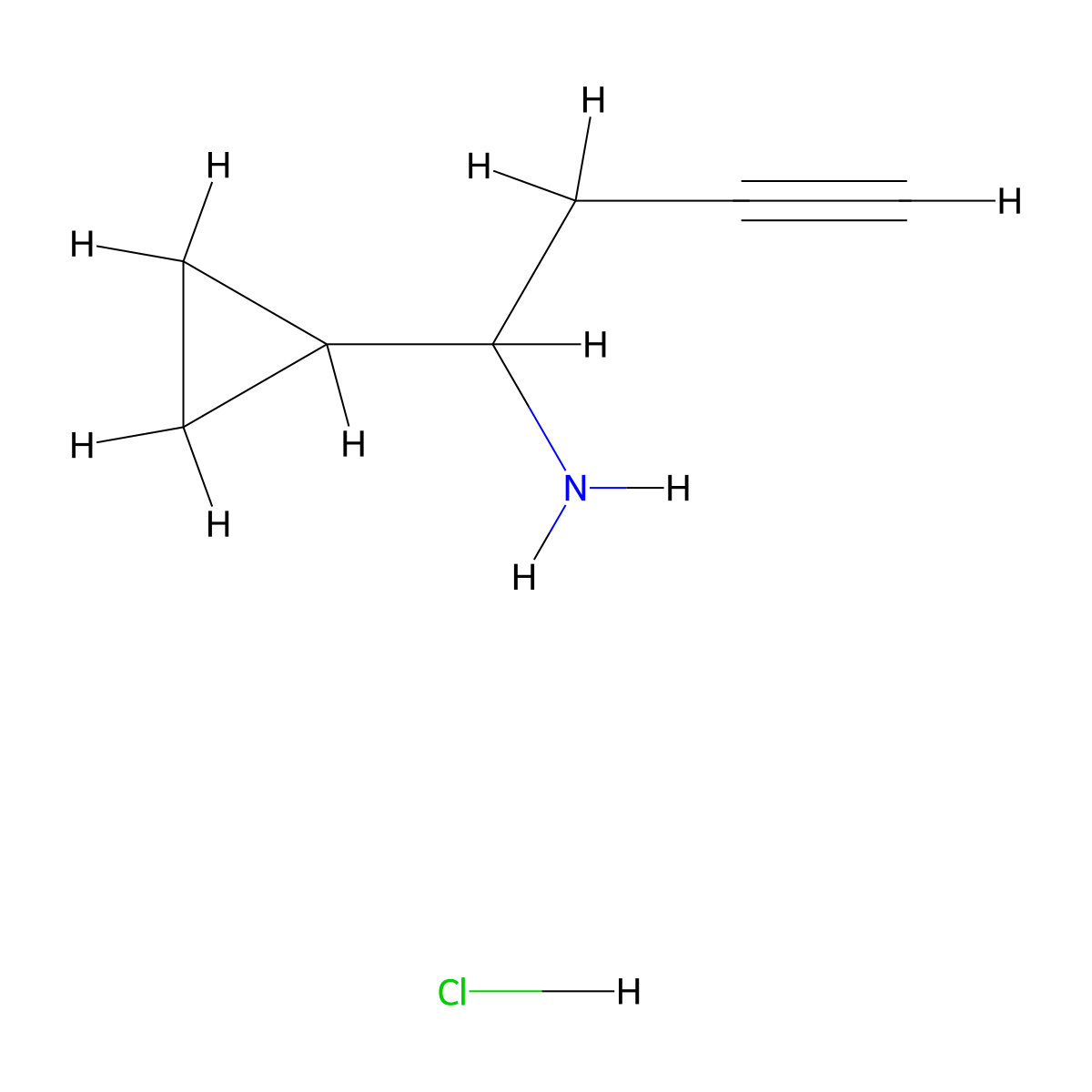 1-Cyclopropylbut-3-yn-1-amine hydrochloride molecular structure, CAS 2408975-10-8