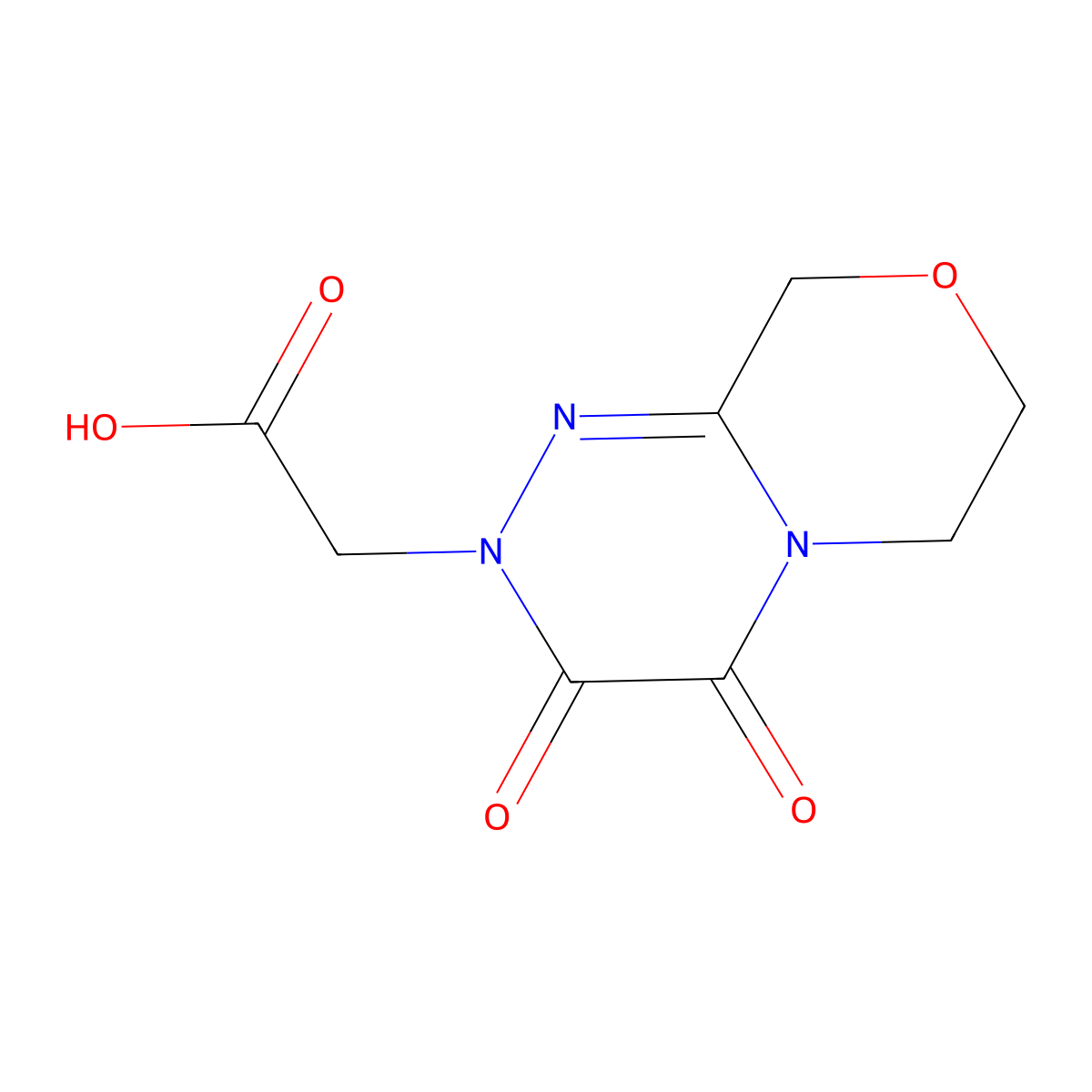 2-{3,4-dioxo-2H,3H,4H,6H,7H,9H-[1,2,4]triazino[3,4-c]morpholin-2-yl}acetic acid molecular structure, CAS 2408975-17-5