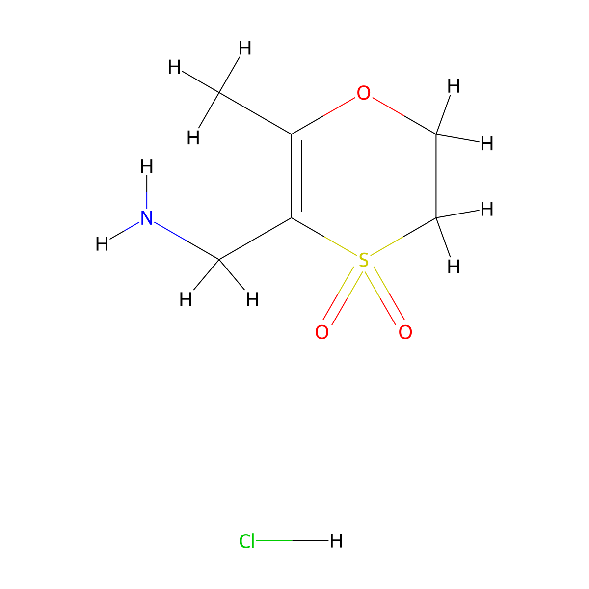 5-(Aminomethyl)-6-methyl-2,3-dihydro-1,4lambda6-oxathiine-4,4-dione hydrochloride molecular structure, CAS 2408975-32-4