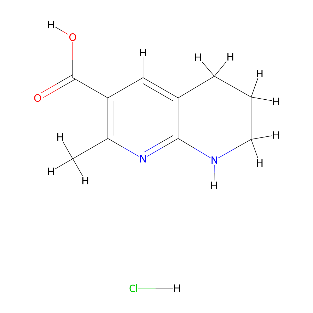 2-Methyl-5,6,7,8-tetrahydro-1,8-naphthyridine-3-carboxylicacidhydrochloride molecular structure, CAS 2408975-33-5