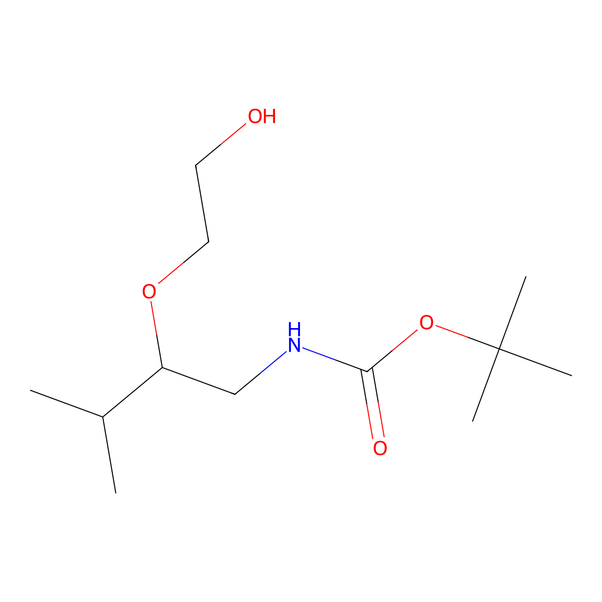 tert-butyl N-[2-(2-hydroxyethoxy)-3-methylbutyl]carbamate molecular structure, CAS 2408975-38-0