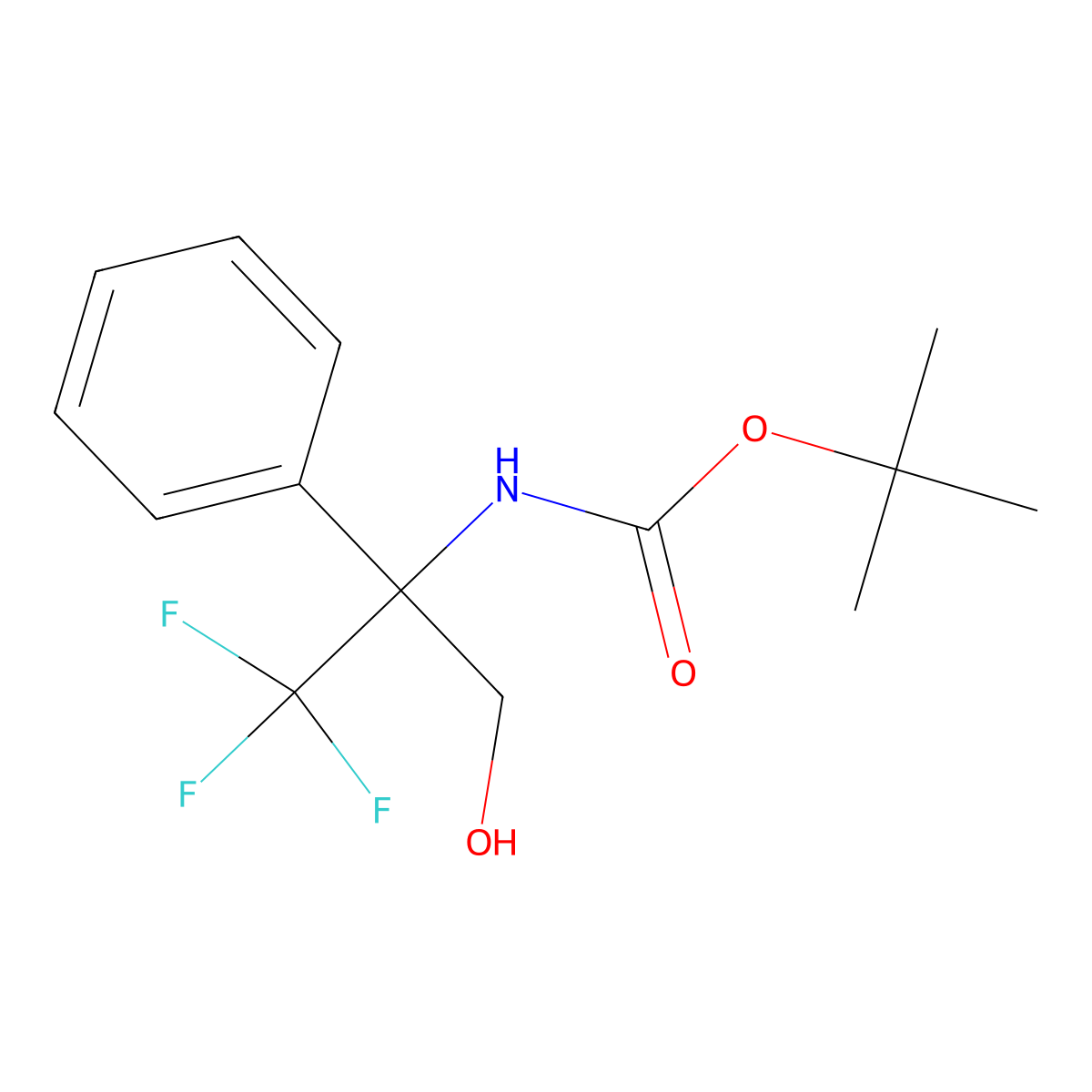 tert-butyl N-(1,1,1-trifluoro-3-hydroxy-2-phenylpropan-2-yl)carbamate molecular structure, CAS 2408975-40-4