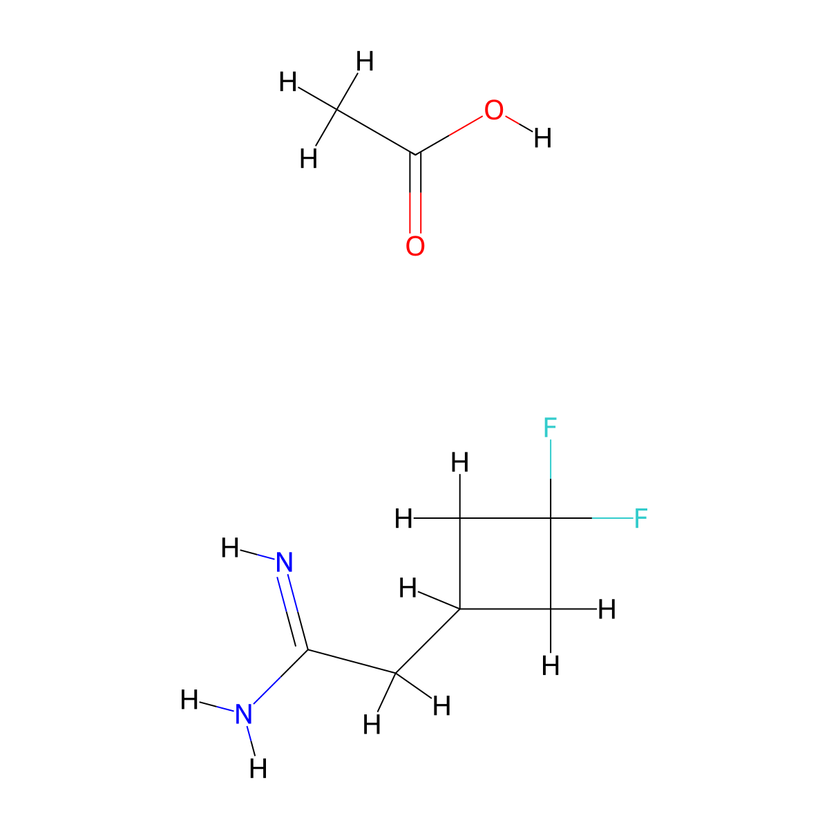 2-(3,3-Difluorocyclobutyl)ethanimidamide,aceticacid molecular structure, CAS 2408975-43-7