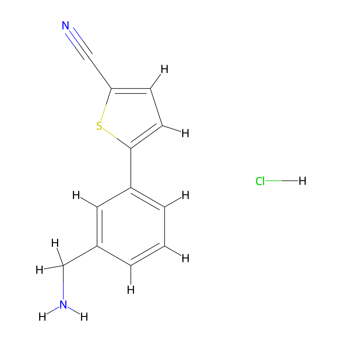 5-[3-(Aminomethyl)phenyl]thiophene-2-carbonitrile hydrochloride molecular structure, CAS 2408975-53-9