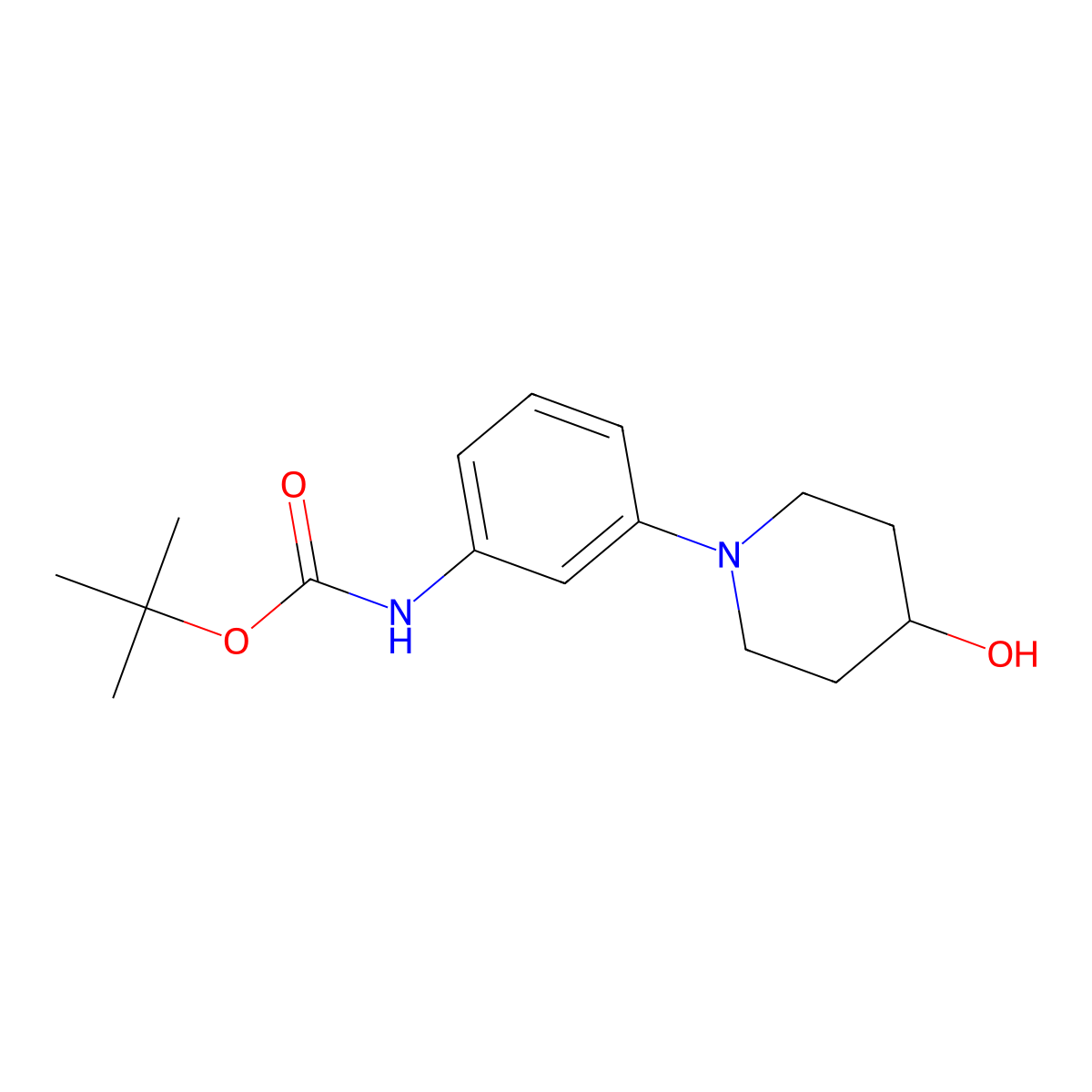 tert-butyl N-[3-(4-hydroxypiperidin-1-yl)phenyl]carbamate molecular structure, CAS 2408975-54-0