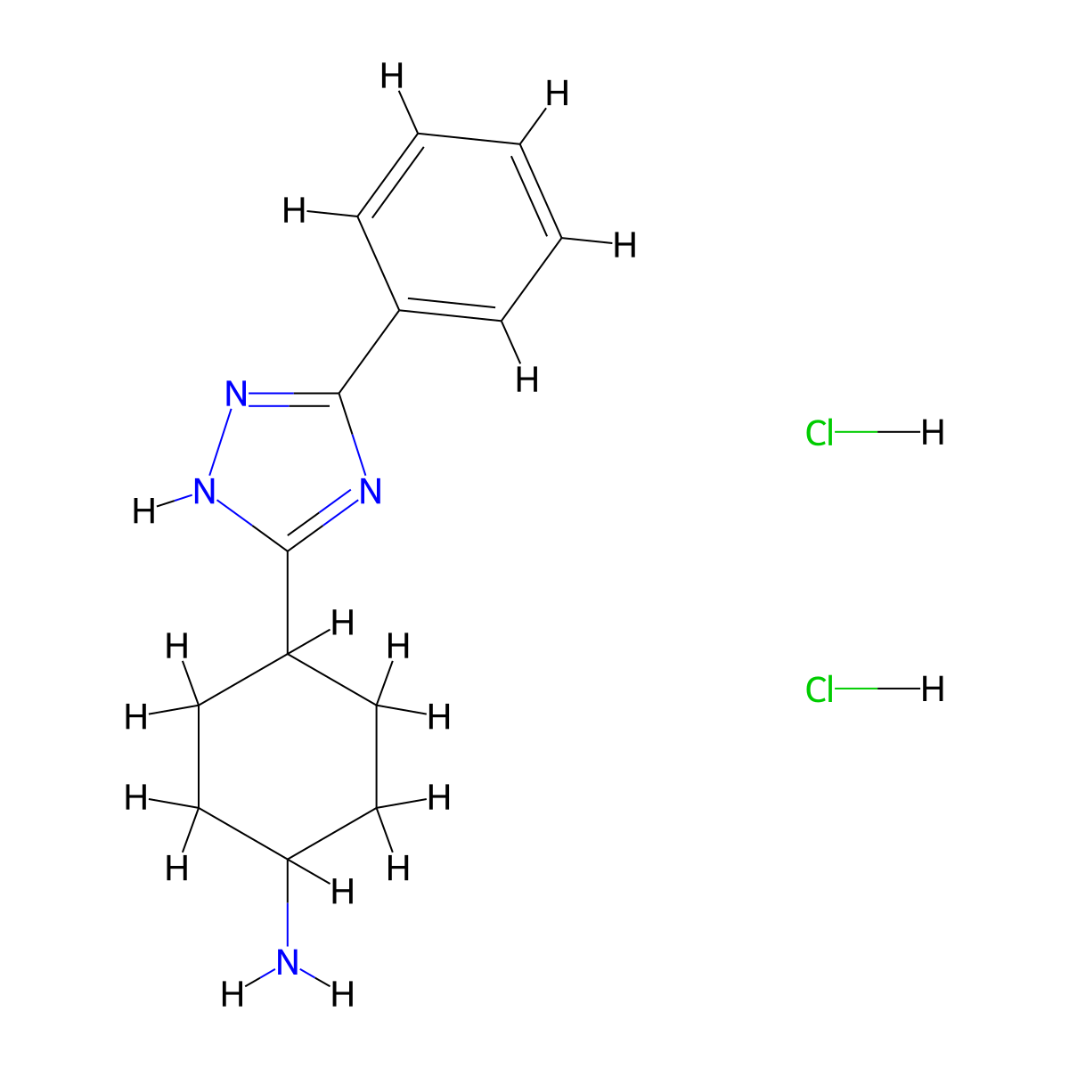 4-(5-phenyl-1H-1,2,4-triazol-3-yl)cyclohexan-1-amine dihydrochloride molecular structure, CAS 2408975-56-2