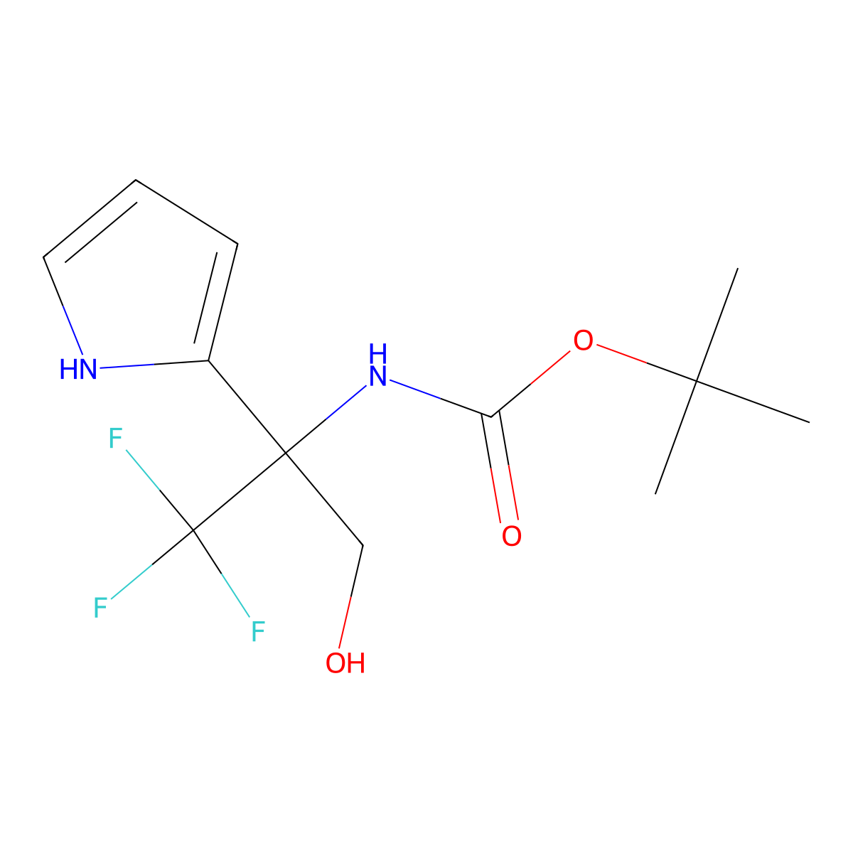 tert-butyl N-[1,1,1-trifluoro-3-hydroxy-2-(1H-pyrrol-2-yl)propan-2-yl]carbamate molecular structure, CAS 2408975-59-5