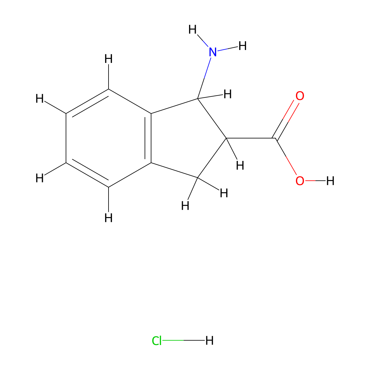 1-Amino-2,3-dihydro-1H-indene-2-carboxylic acid hydrochloride molecular structure, CAS 2408975-65-3