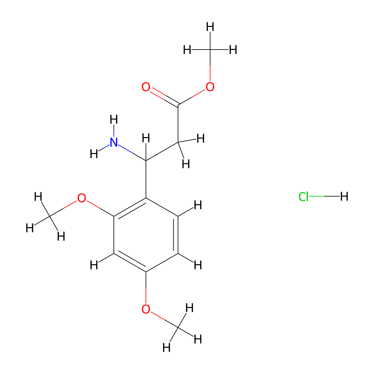 Methyl 3-amino-3-(2,4-dimethoxyphenyl)propanoate hydrochloride molecular structure, CAS 2408975-72-2