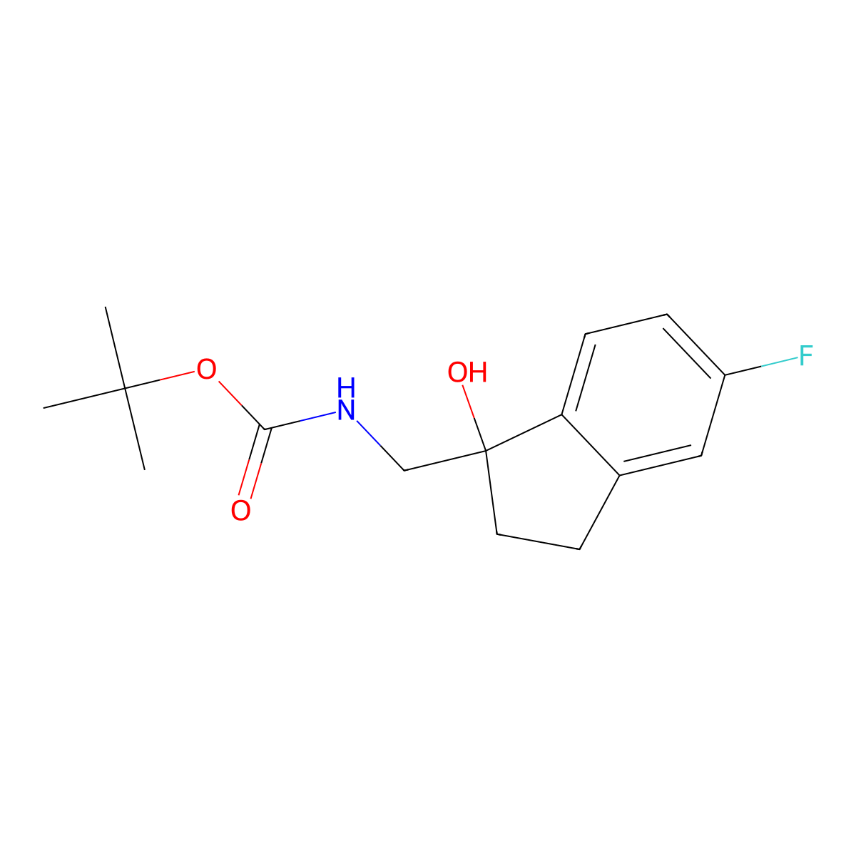 tert-butyl N-[(5-fluoro-1-hydroxy-2,3-dihydro-1H-inden-1-yl)methyl]carbamate molecular structure, CAS 2408975-85-7