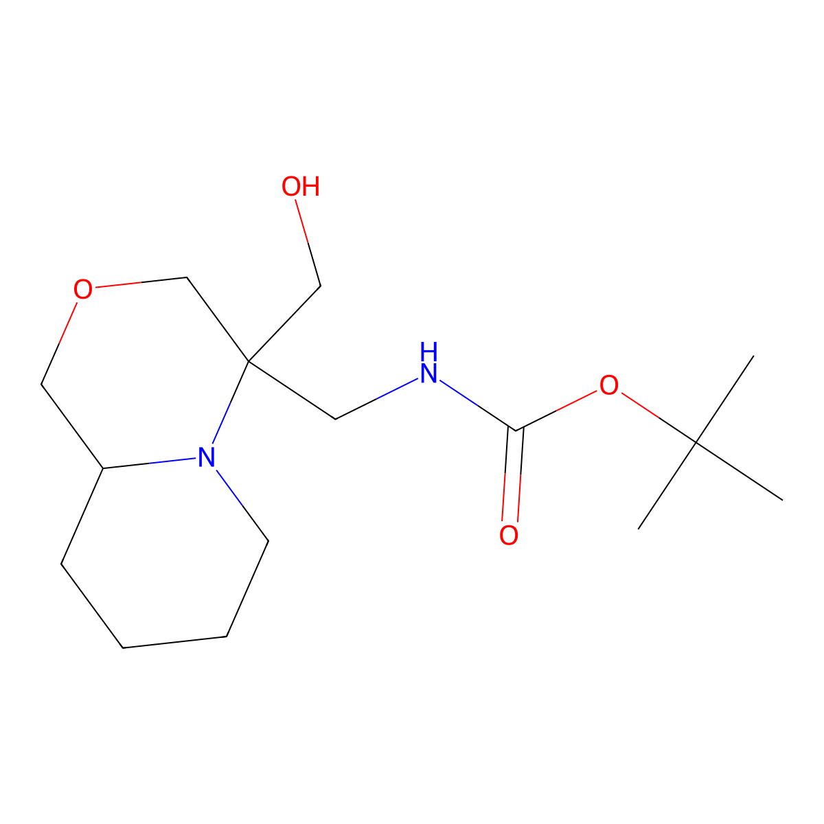 tert-butyl N-{[4-(hydroxymethyl)-octahydropyrido[2,1-c][1,4]oxazin-4-yl]methyl}carbamate molecular structure, CAS 2408975-88-0