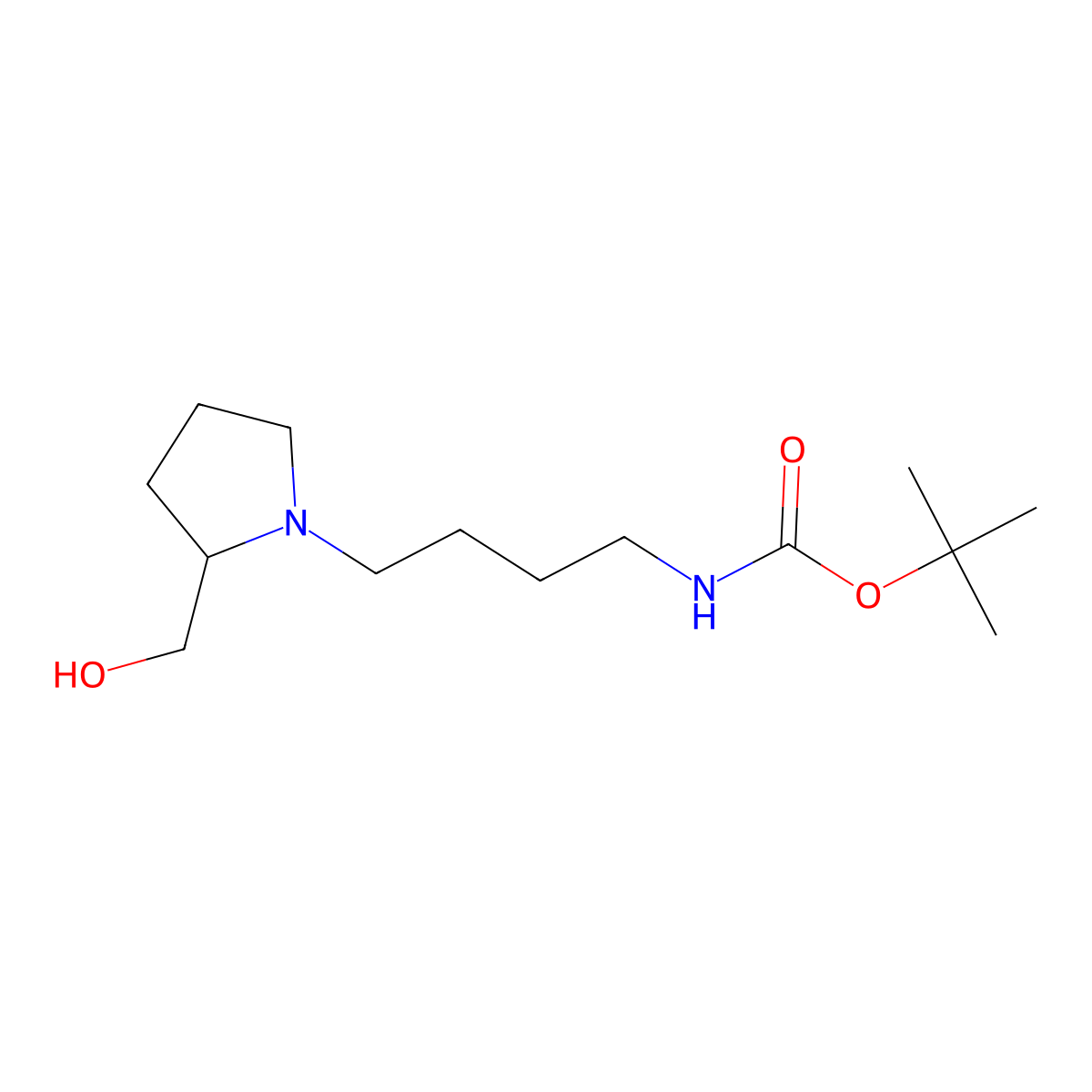 tert-butyl N-{4-[2-(hydroxymethyl)pyrrolidin-1-yl]butyl}carbamate molecular structure, CAS 2408975-97-1