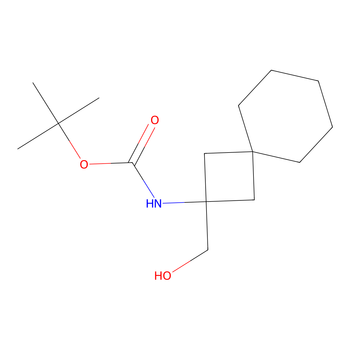 Tert-butyl N-[2-(hydroxymethyl)spiro[3.5]nonan-2-yl]carbamate molecular structure, CAS 2408976-00-9