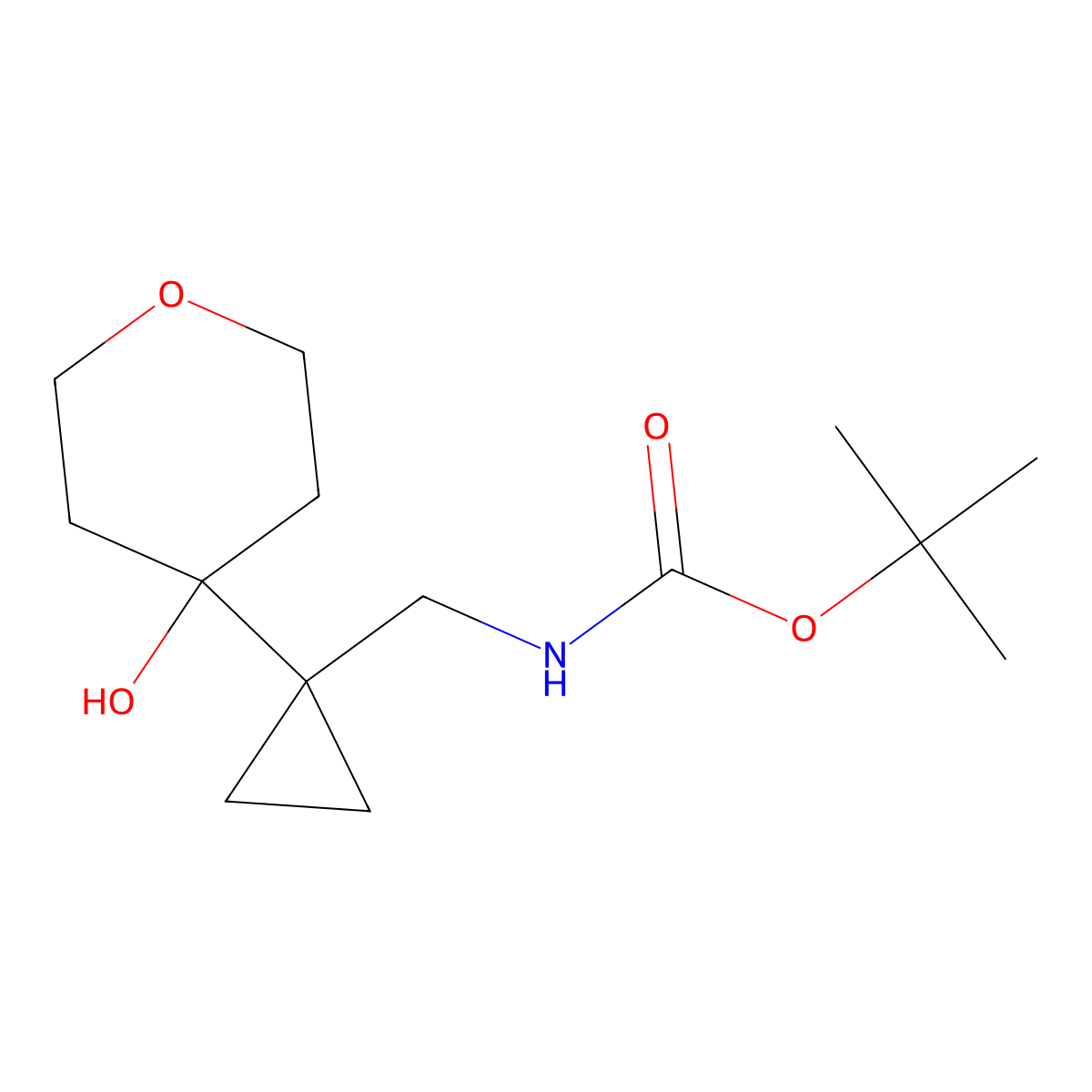 tert-butyl N-{[1-(4-hydroxyoxan-4-yl)cyclopropyl]methyl}carbamate molecular structure, CAS 2408976-01-0