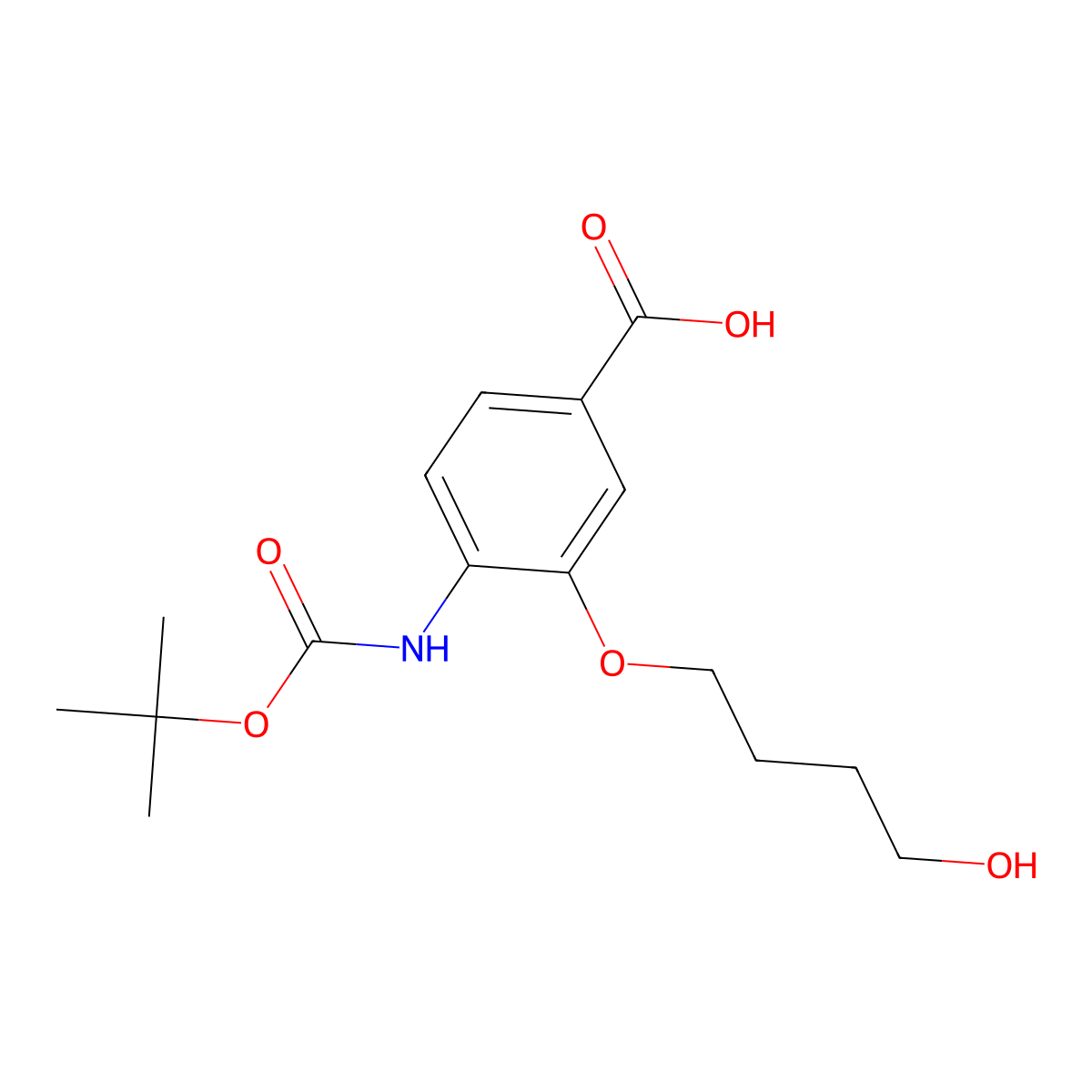 4-{[(Tert-butoxy)carbonyl]amino}-3-(4-hydroxybutoxy)benzoic acid molecular structure, CAS 2408976-03-2