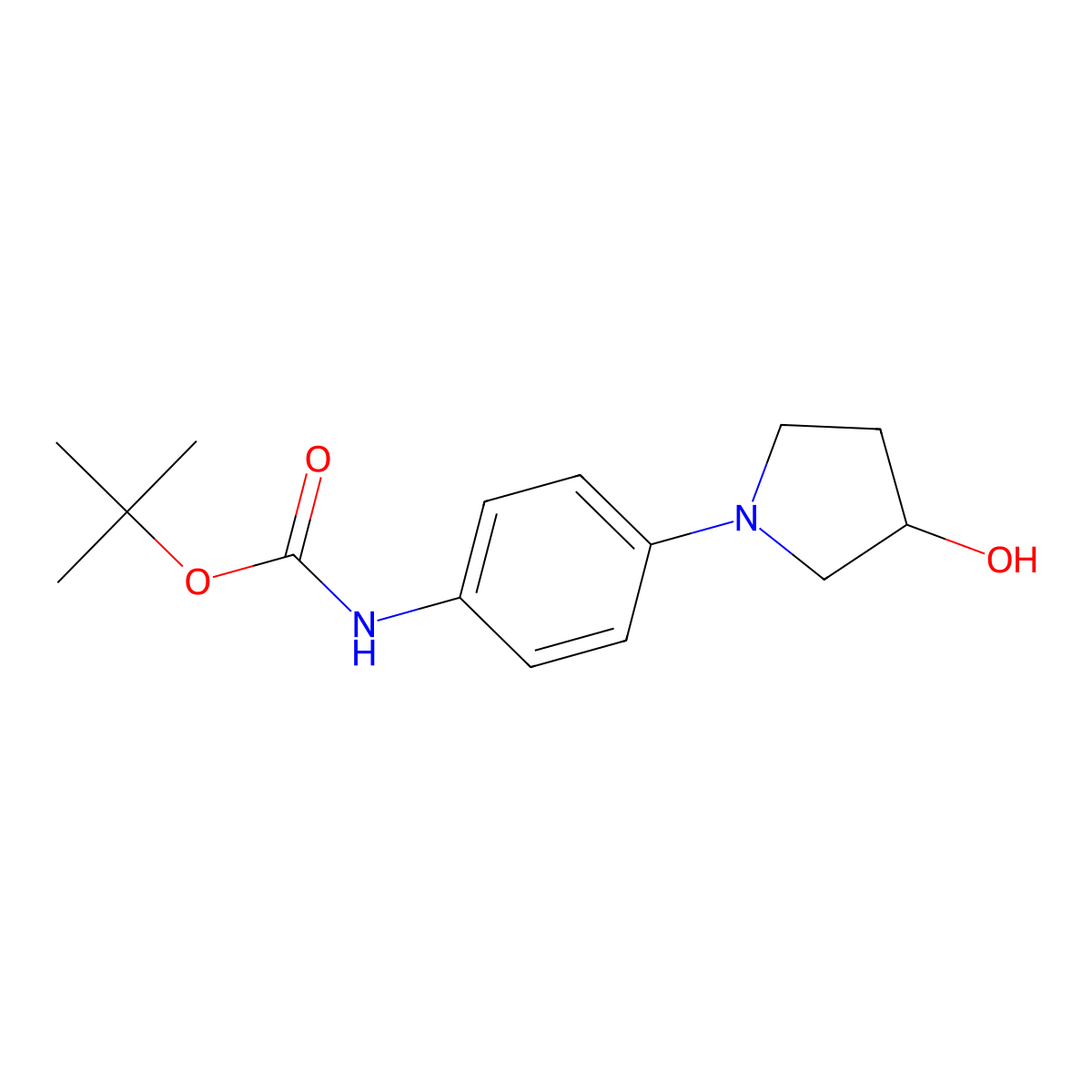 tert-butyl N-[4-(3-hydroxypyrrolidin-1-yl)phenyl]carbamate molecular structure, CAS 2408976-04-3