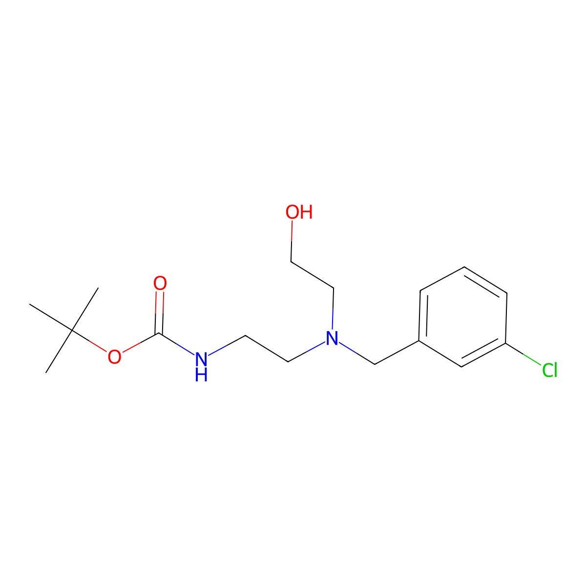 tert-butyl N-(2-{[(3-chlorophenyl)methyl](2-hydroxyethyl)amino}ethyl)carbamate molecular structure, CAS 2408976-05-4