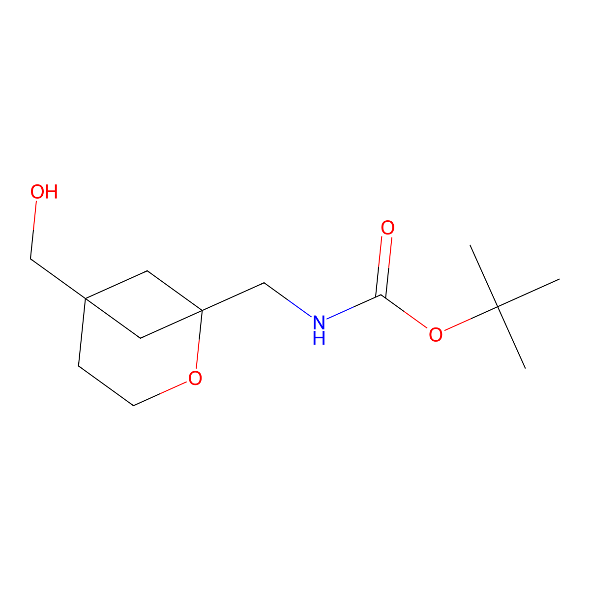 tert-butyl N-{[5-(hydroxymethyl)-2-oxabicyclo[3.1.1]heptan-1-yl]methyl}carbamate molecular structure, CAS 2408976-07-6
