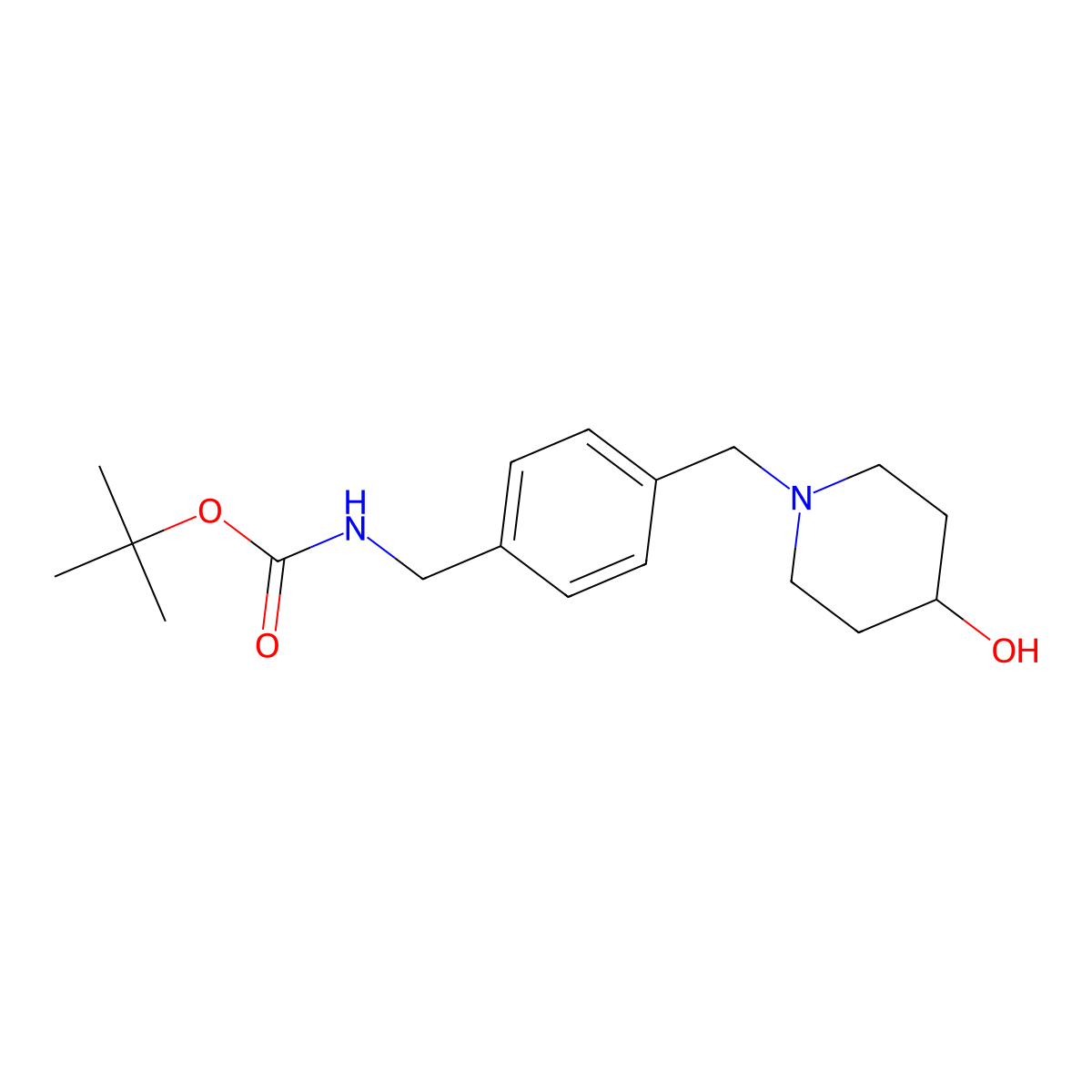 tert-butyl N-({4-[(4-hydroxypiperidin-1-yl)methyl]phenyl}methyl)carbamate molecular structure, CAS 2408976-11-2