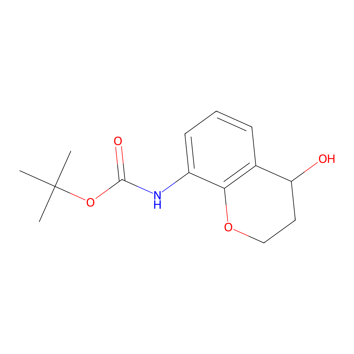 tert-butyl N-(4-hydroxy-3,4-dihydro-2H-1-benzopyran-8-yl)carbamate molecular structure, CAS 2408976-15-6