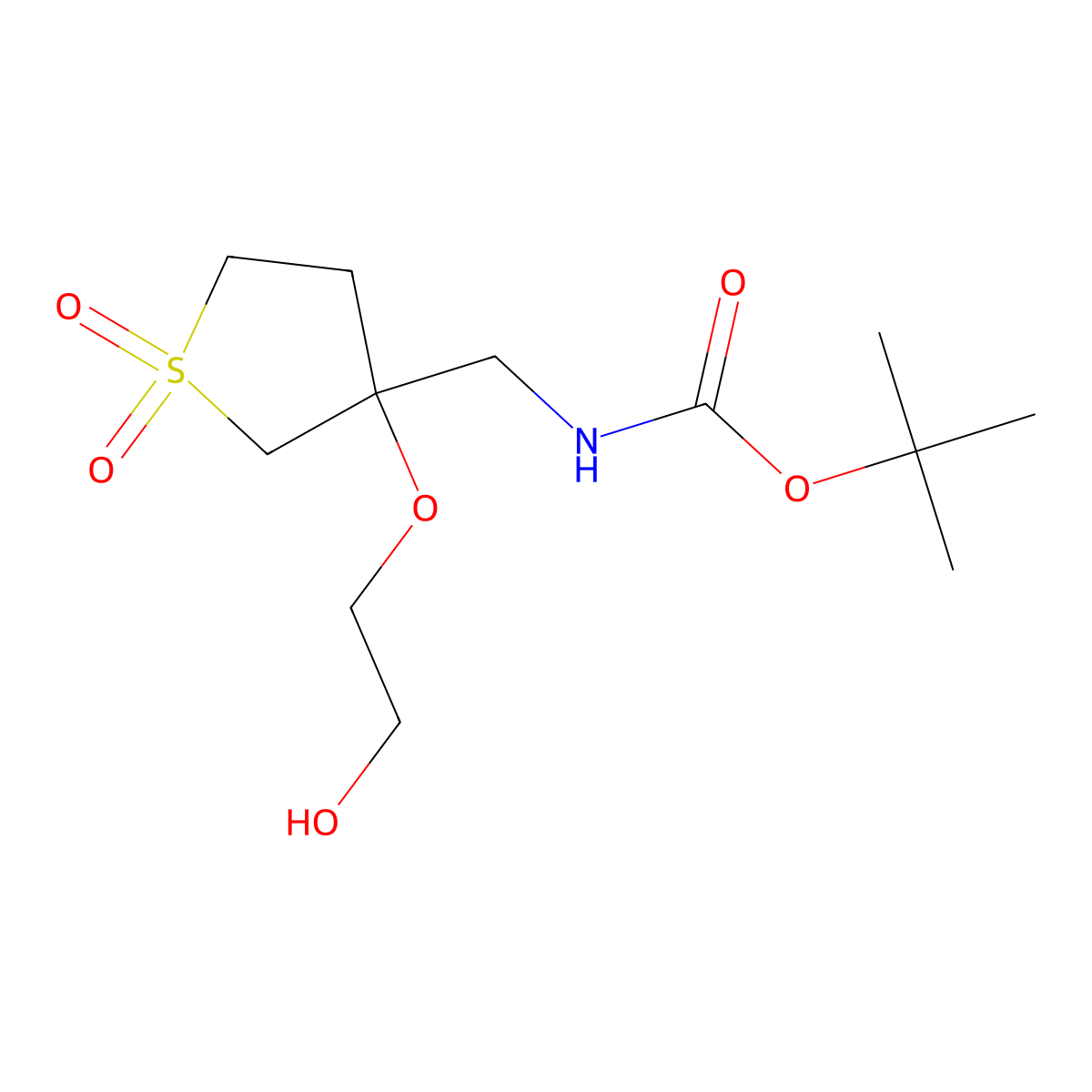 tert-butyl N-{[3-(2-hydroxyethoxy)-1,1-dioxo-1lambda6-thiolan-3-yl]methyl}carbamate molecular structure, CAS 2408976-16-7
