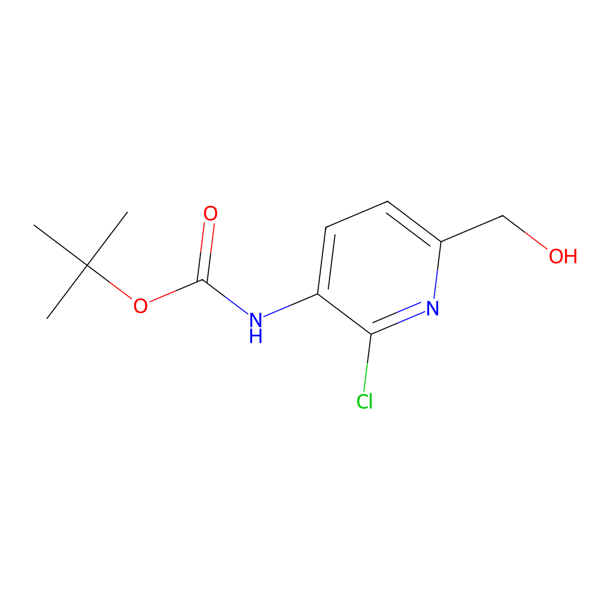 tert-butyl N-[2-chloro-6-(hydroxymethyl)pyridin-3-yl]carbamate molecular structure, CAS 2408976-20-3