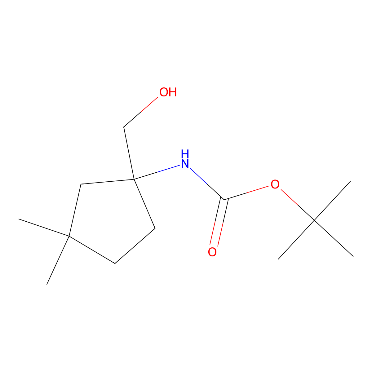 tert-butyl N-[1-(hydroxymethyl)-3,3-dimethylcyclopentyl]carbamate molecular structure, CAS 2408976-22-5