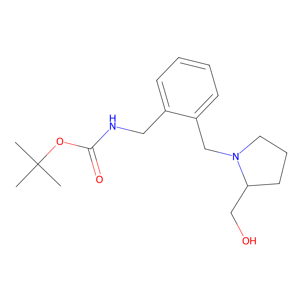 tert-butyl N-[(2-{[2-(hydroxymethyl)pyrrolidin-1-yl]methyl}phenyl)methyl]carbamate molecular structure, CAS 2408976-23-6