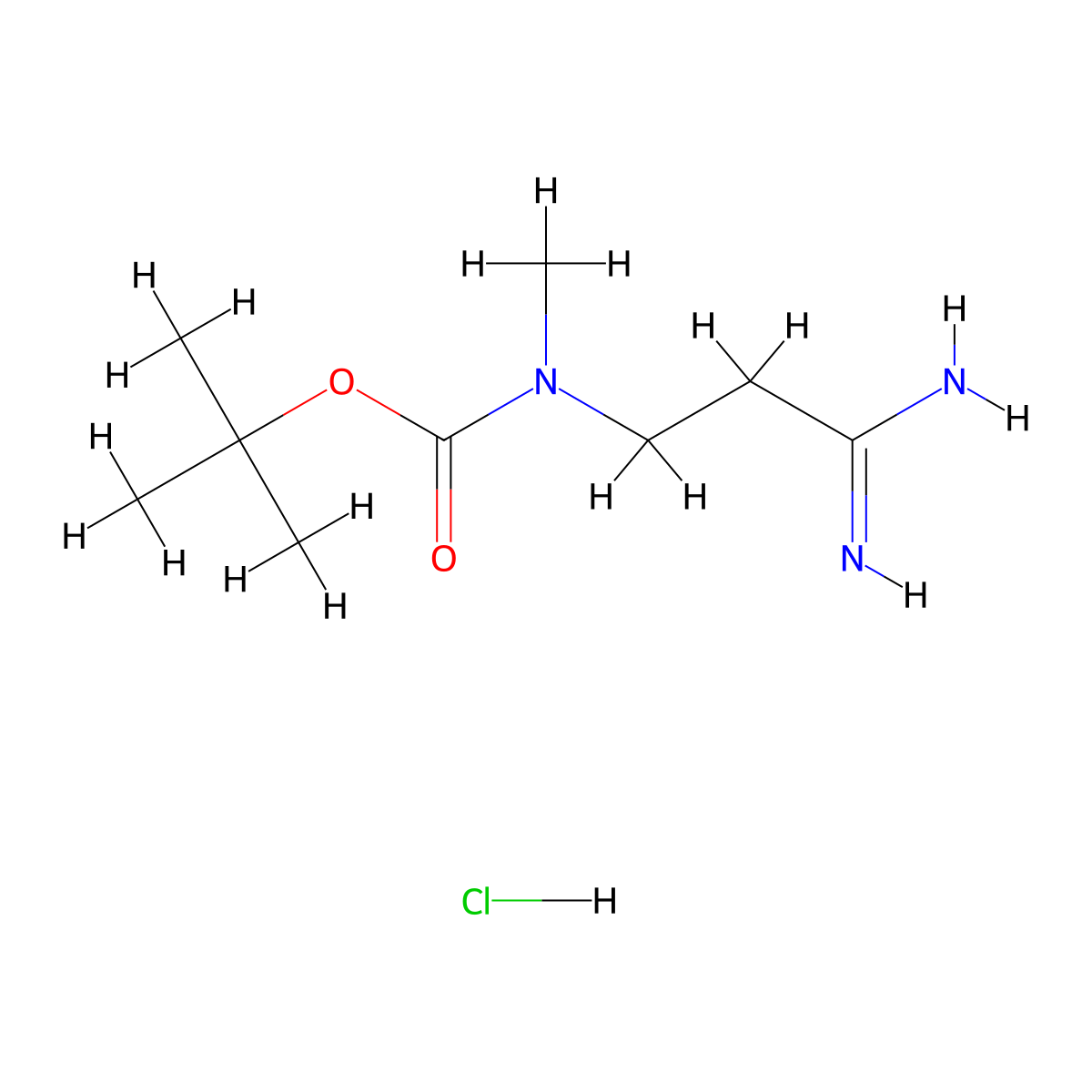 tert-butyl N-(2-carbamimidoylethyl)-N-methylcarbamate hydrochloride molecular structure, CAS 2408976-26-9