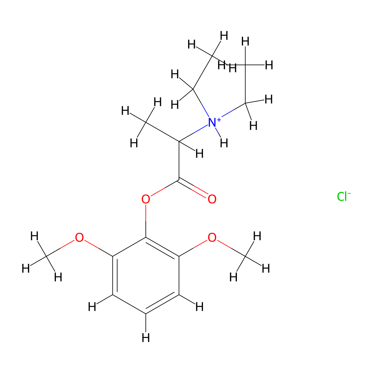 Alanine, N,N-diethyl-, 2,6-dimethoxyphenyl ester, L-, hydrochloride molecular structure, CAS 2409-35-0
