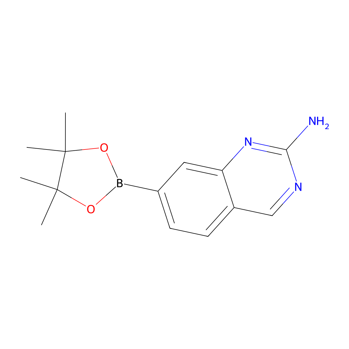 7-(4,4,5,5-Tetramethyl-1,3,2-dioxaborolan-2-yl)quinazolin-2-amine molecular structure, CAS 2409082-81-9