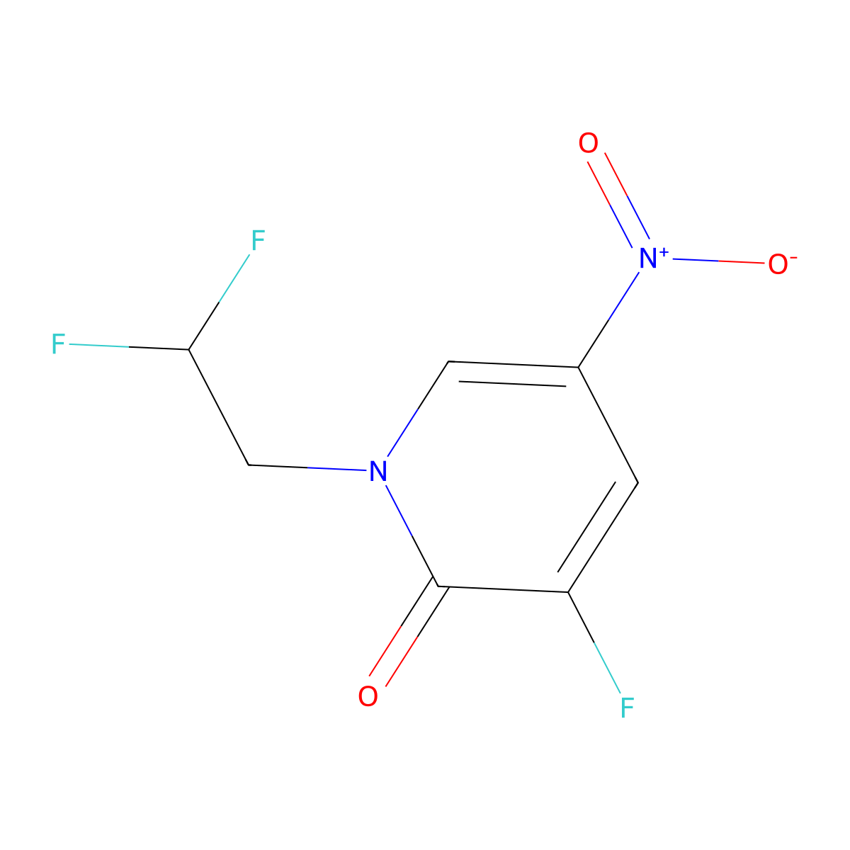1-(2,2-Difluoroethyl)-3-fluoro-5-nitropyridin-2(1H)-one molecular structure, CAS 2409117-62-8
