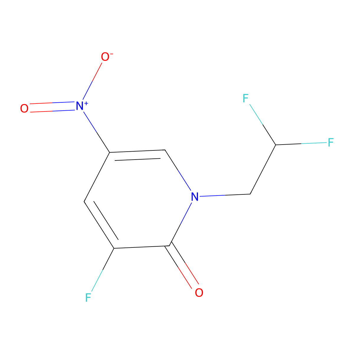 1-(2,2-Difluoroethyl)-3-fluoro-5-nitropyridin-2(1H)-one molecular structure, CAS 2409117-62-8