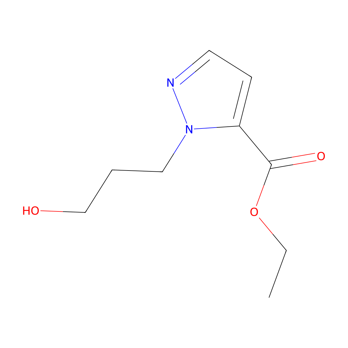 ethyl 1-(3-hydroxypropyl)-1H-pyrazole-5-carboxylate molecular structure, CAS 2409127-66-6