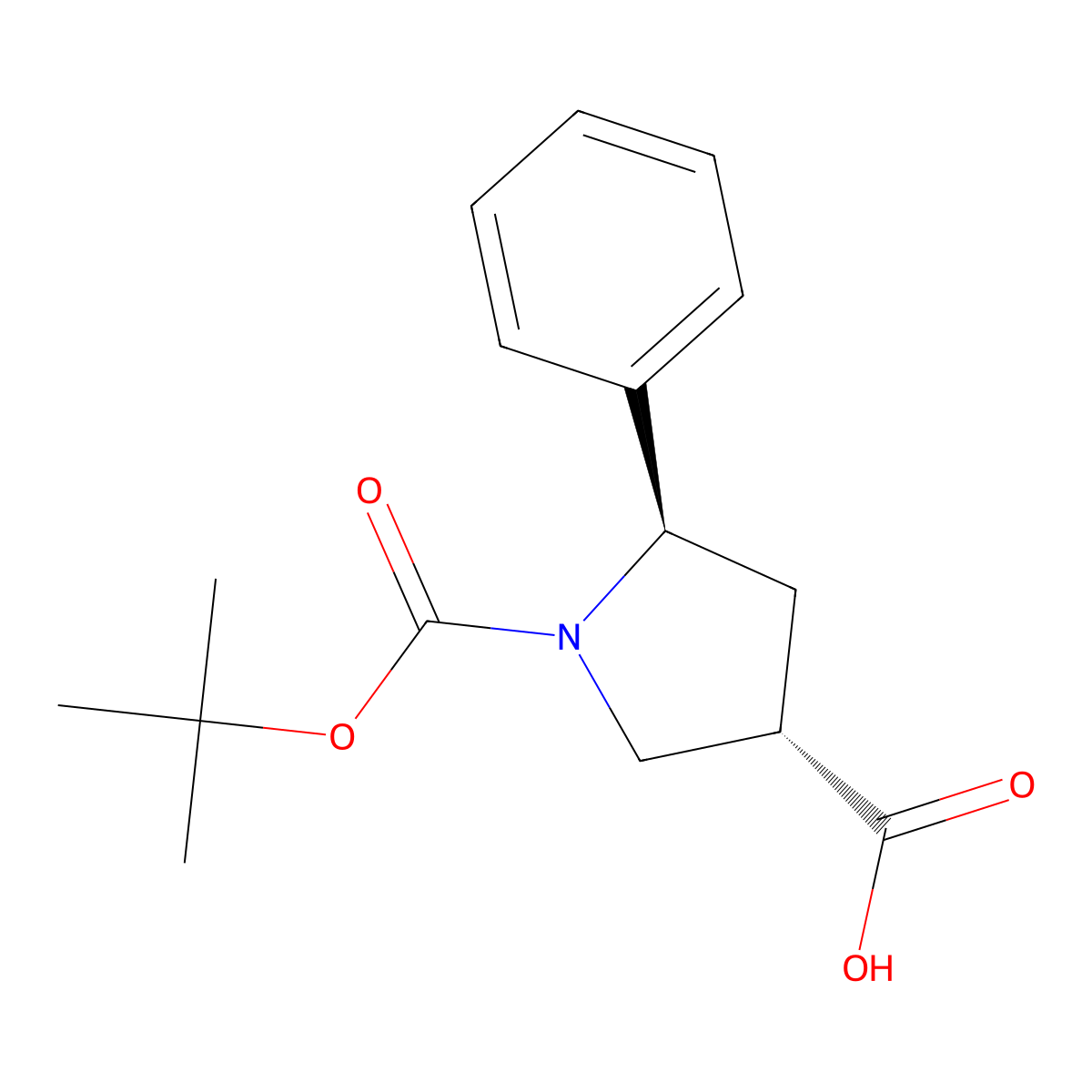 rel-(3S,5R)-1-tert-butoxycarbonyl-5-phenyl-pyrrolidine-3-carboxylic acid molecular structure, CAS 2409181-68-4